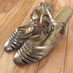 Strappy gold Gianni Bini heels